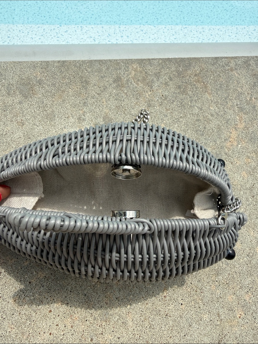 New Tommy Bahama Dolphin Woven Crossbody Bag in Charcoal Gray - Picture 12 of 15